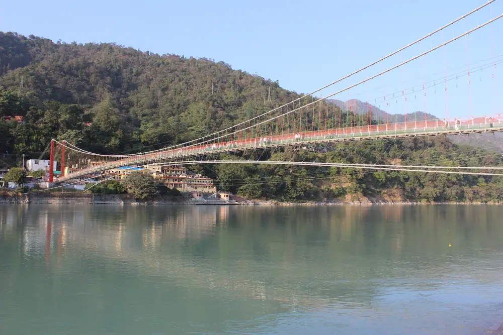 The Ganges at Rishikesh below the Lakshman Jhula bridge