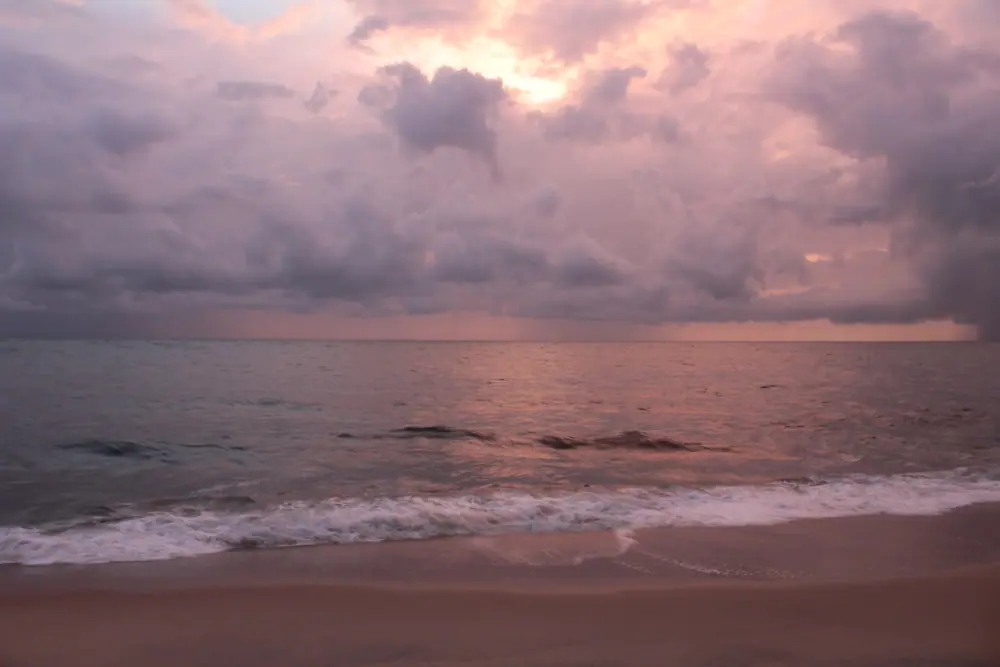 Sunset over the sea at Marari beach